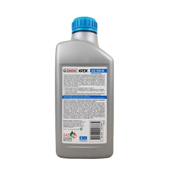 Óleo do Motor 15W40 SL Castrol GTX Ultra Clean Semissintético 1L - Imagem 2